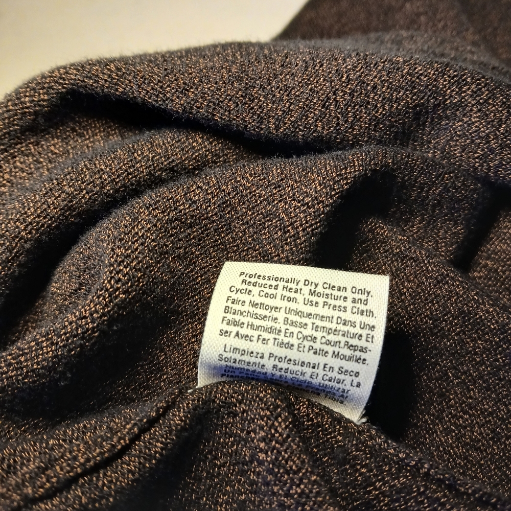 Donna Karan New York Marled Brown Mock Neck Cotton Rayon Sweater Medium - Picture 6 of 6